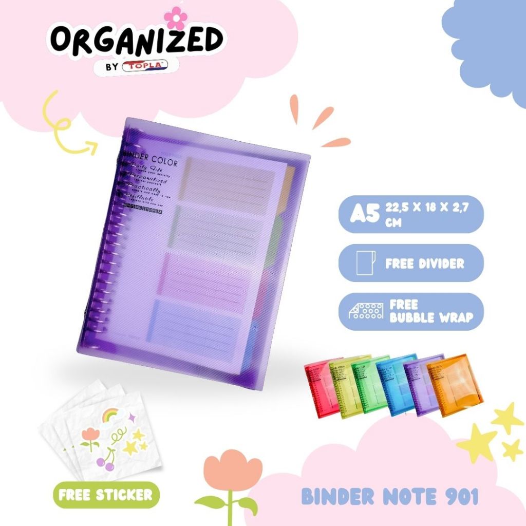 

Binder note 901 buku catatan notebook agenda cover transparan ukuran A5 Topla