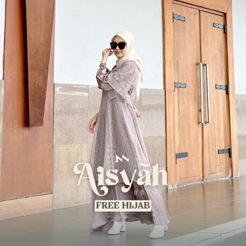 [Myza] FREE HIJAB Aisyah Dress Premium | Dress Bahan Cradenza Silk | Gamis Lebaran