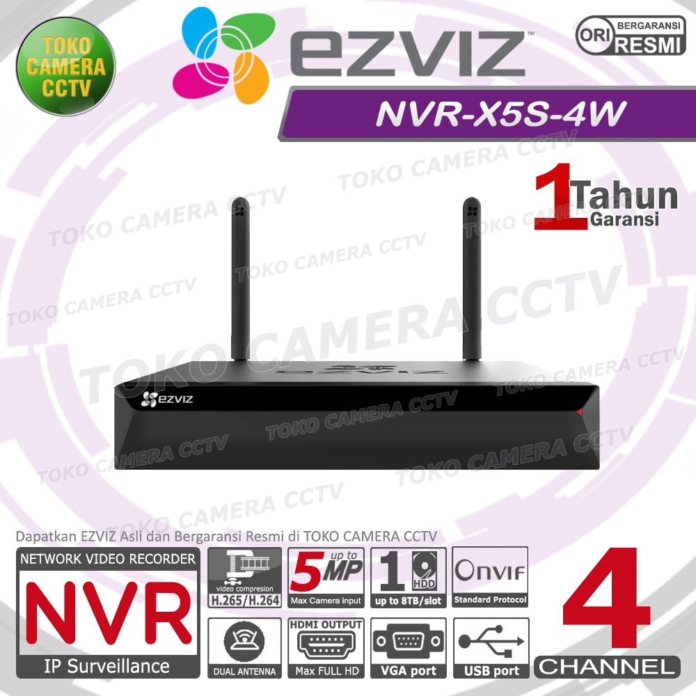 NVR WIFI WIRELESS EZVIZ X5S 4W 4CH NVR EZVIZ 4 CHANNEL
