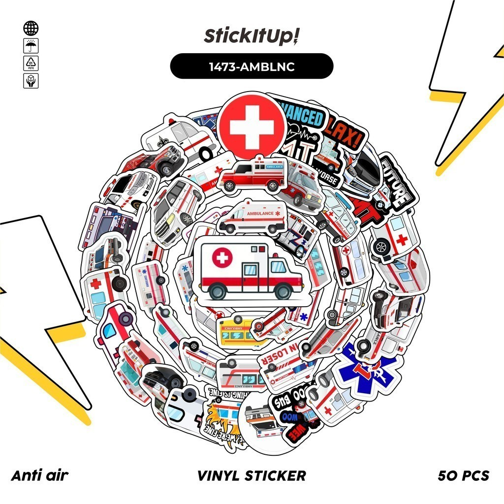 

COD✨ 100 Pcs Stiker Mobil Ambulan Lucu Anti Air Untuk Dekorasi Notebook Sepeda Skateboard Handphone DIY