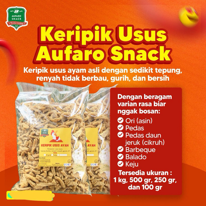 

USUS CRISPY 500 GRAM / 1KG KRIPSUS AYAM AUFARO SNACK