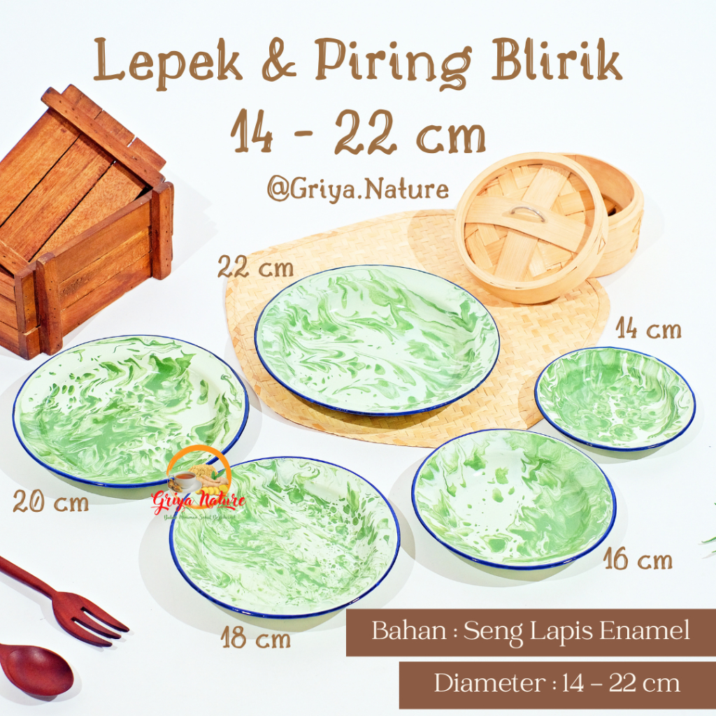 GRIYA NATURE [COD] Lepek Blirik dan Piring Blirik | Pisin | Piring Enamel Tebal | Piring Makan Jadul