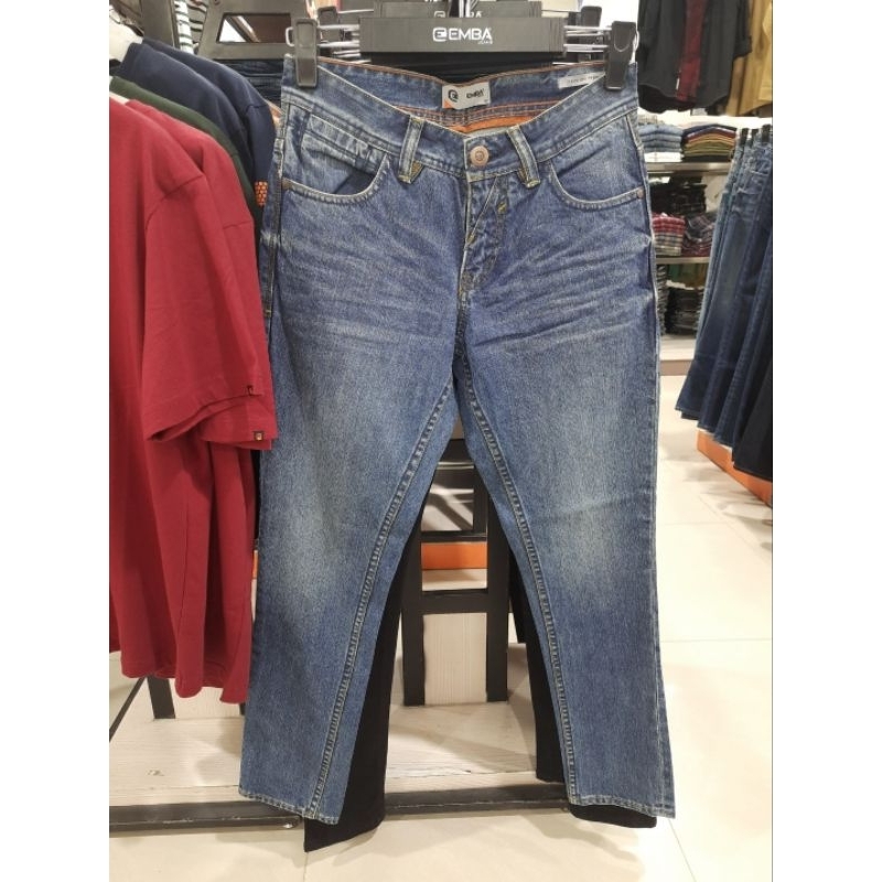 EMBA JEANS CELANA PANJANG DENIM PRIA STEADY JIM REGULAR BALL WASH PROMO|6160640278