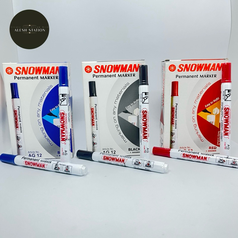 

SPIDOL PERMANENT SNOWMAN / SNOWMAN MARKER AG 12 Hitam-Merah-Biru