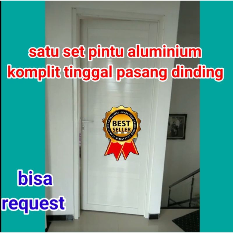 SATU SET PINTU ALUMUNIUM + KUSEN+KUNCI+ENGSEL FREE PACKING KAYU