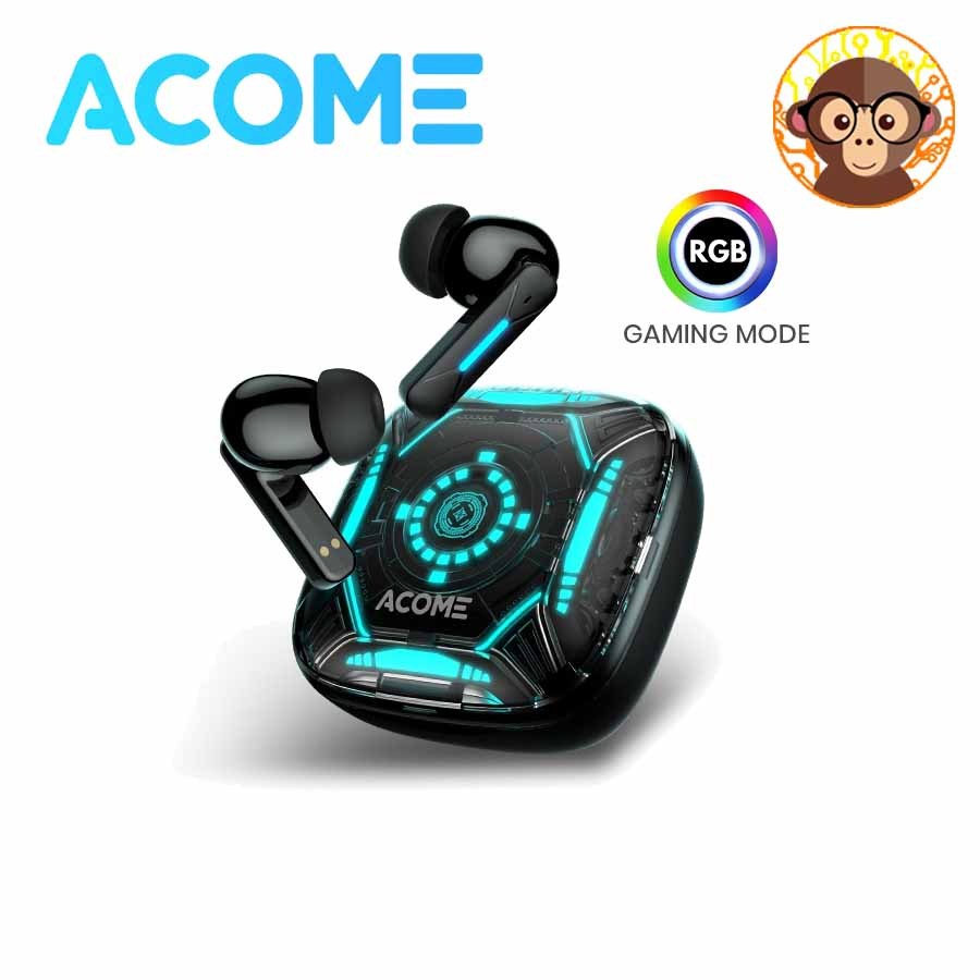 Earphone ACOME AT07 Inpods Headset Bluetooth 5.4 RGB Gaming Mode IPX4 ANC TWS Wireless Original