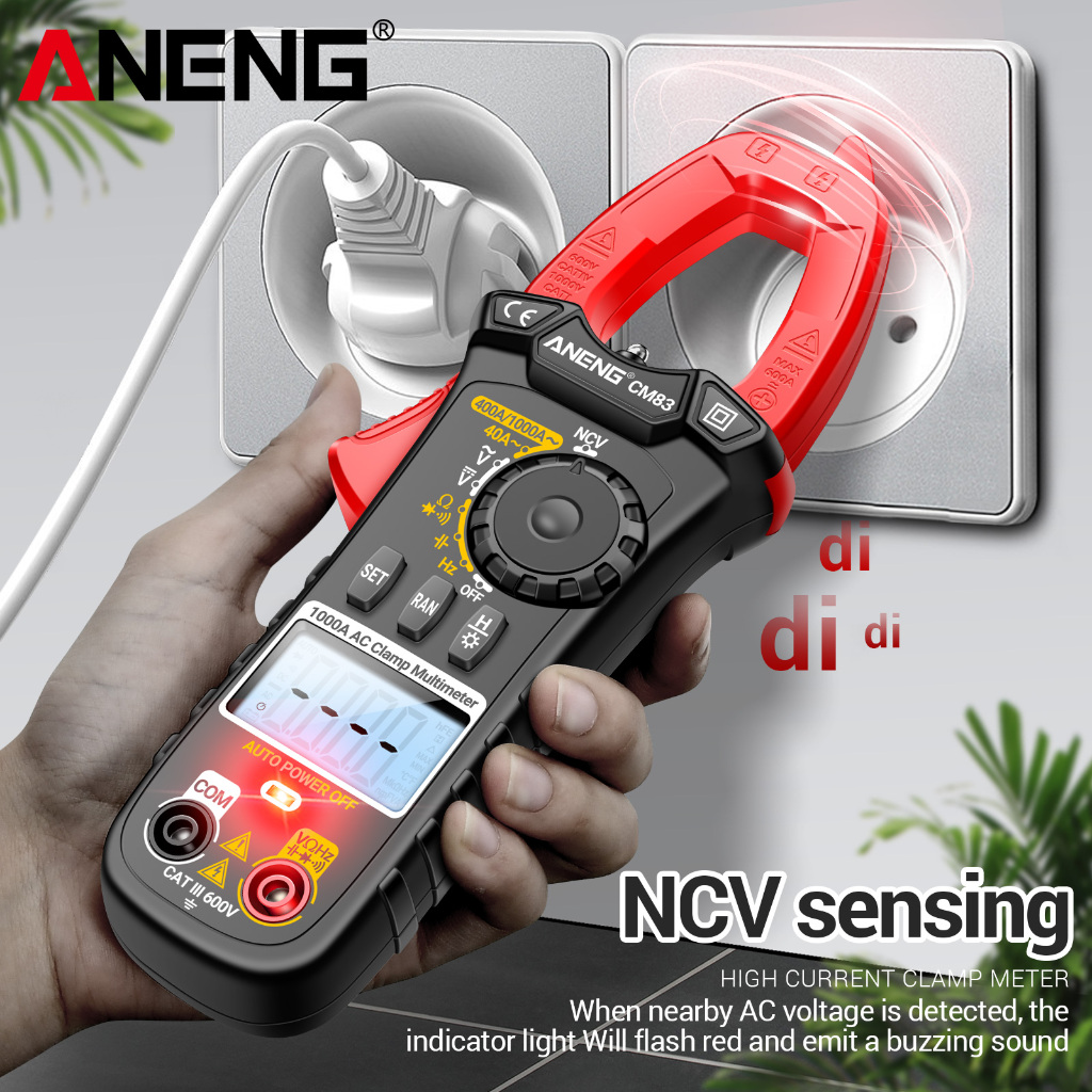 ANENG Clamp Meter Digital Multimeter Multitester LCD Flashlight 1000A - CM83 - Black