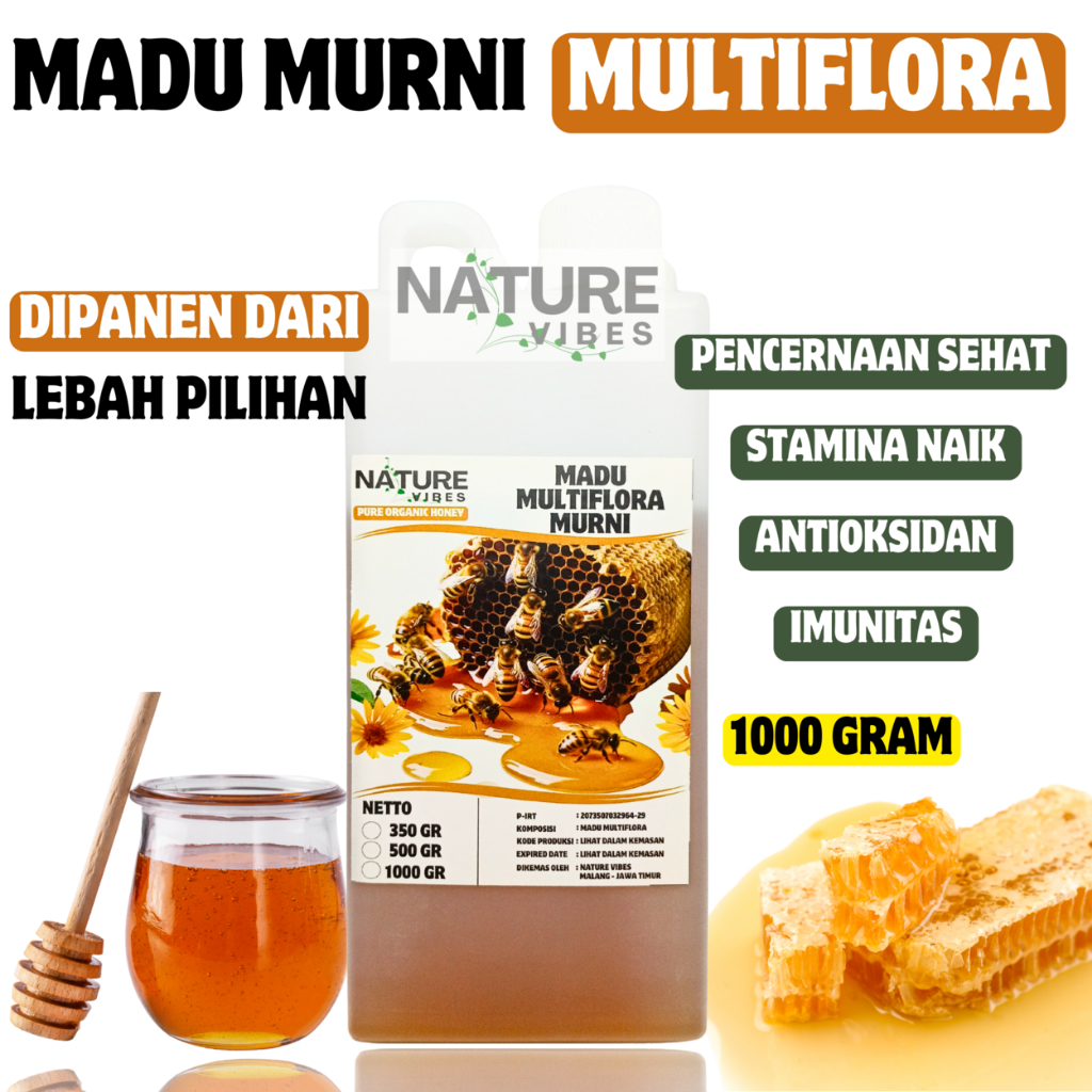 

NATURE VIBES - MADU ASLI 100% TANPA CAMPURAN / MADU MULTIFLORA / MADU MURNI ASLI ORIGINAL 100%