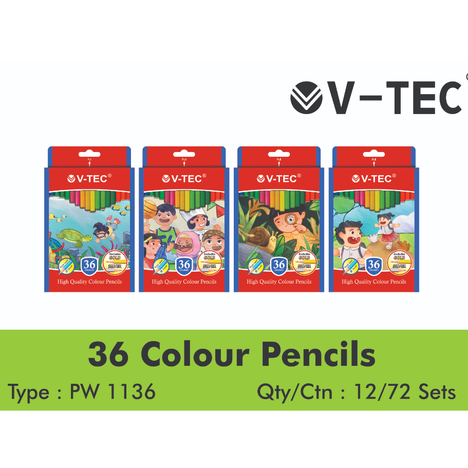 

VTEC PENSIL WARNA TYPE PW 1136 - 36 WARNA