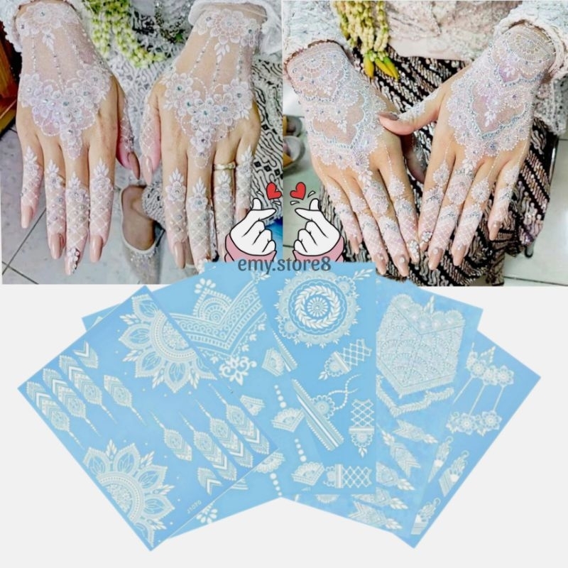Stiker Henna Instant - Tattoo Henna Tempel - White Henna Instant