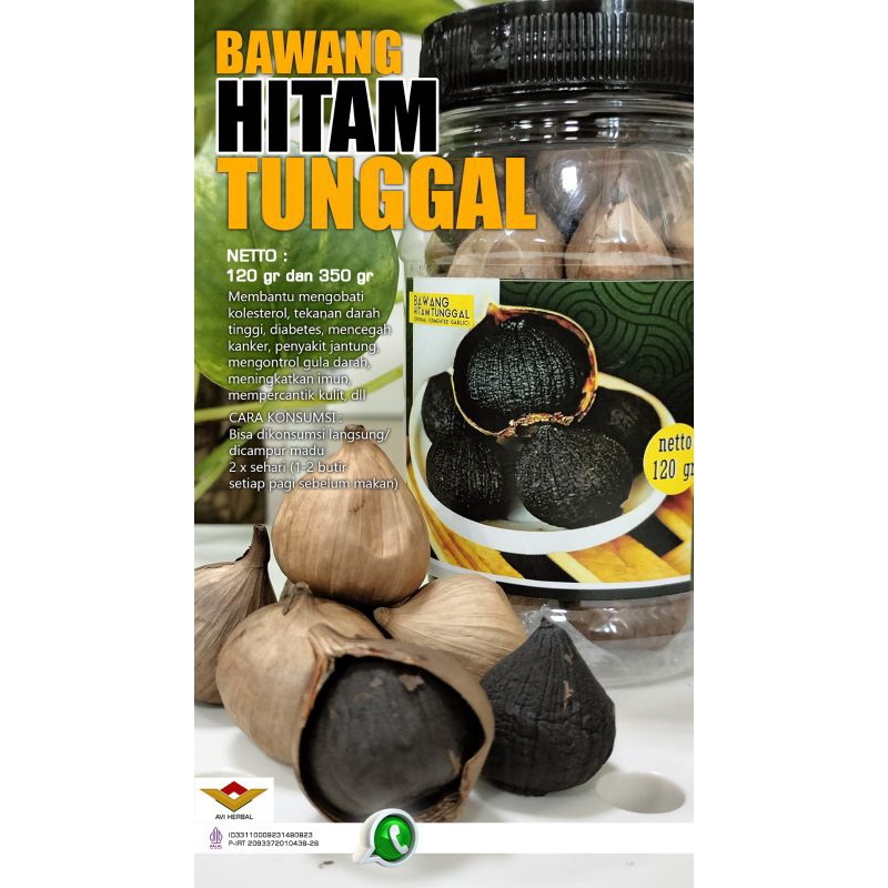 

BAWANG HITAM TUNGGAL KEMASAN 250gr / BLACK GARLIC 250 GRAM / ORIGINAL FERMENTED GARLIC AVI HERBAL / BAWANG PUTIH LANANG / KUALITAS PREMIUM / MURAH / BUKAN BAWANG PUTIH KATING / SINGEL CLOVE GARLIC