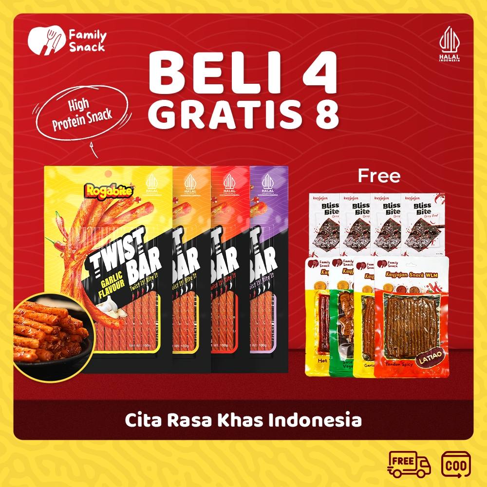 

Latiao Family Snack - [Halal] [Buy 4 Get 8] Snack Twist Bar Free WLM Gluten Spicy Tofu Latiao Halal Cemilan Snack Vegetarian