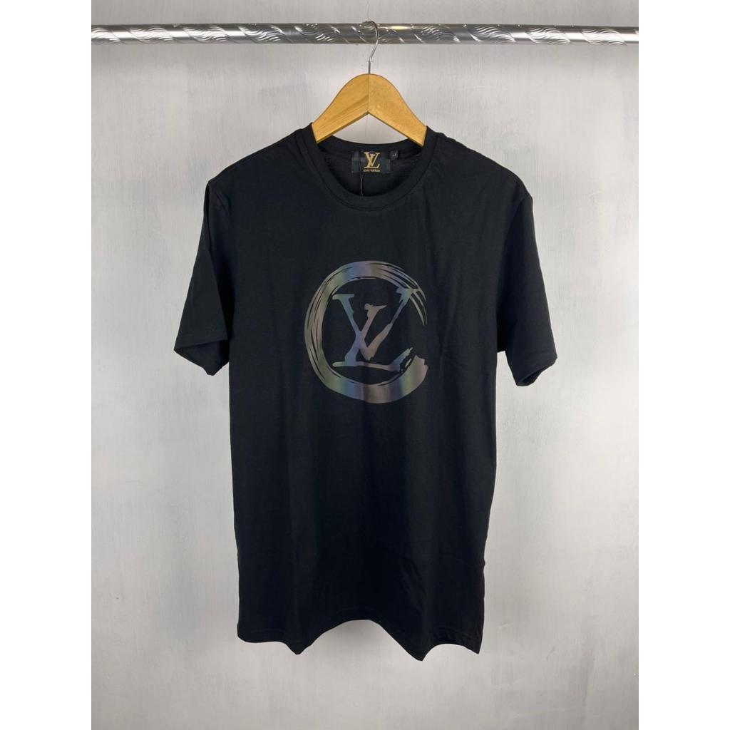 KAOS PRIA IMPORT LV HIGH QULATY 100% COTTON US PIMA LV STITCH PRINT BLACK TEE (100% AUTHENTIC)