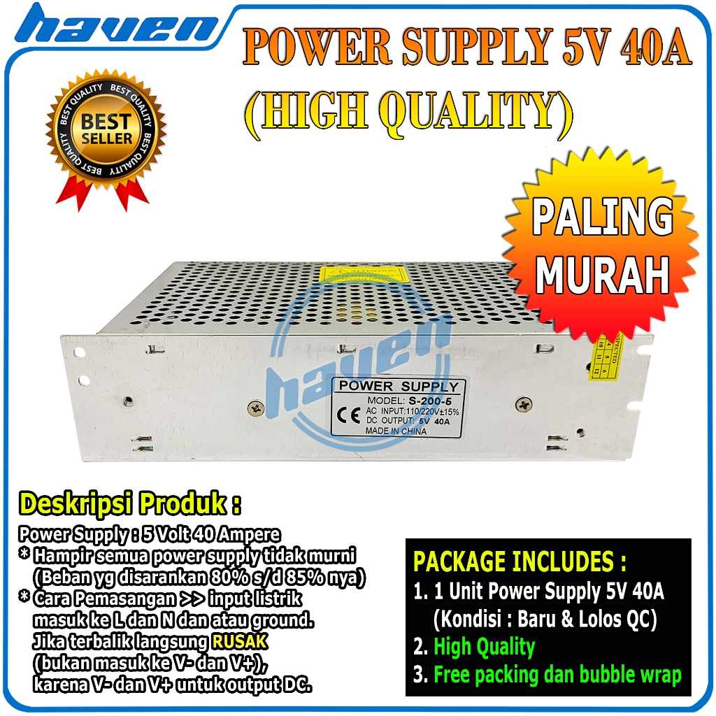 POWER SUPPLY 5V 40A / PSU 5V 40A SWITCHING