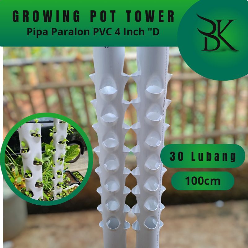 GROWING POT TOWER 30 LUBANG TANAM 1 meter Vertikal vertikultur, pot tanaman pot hidroponik, pot teba