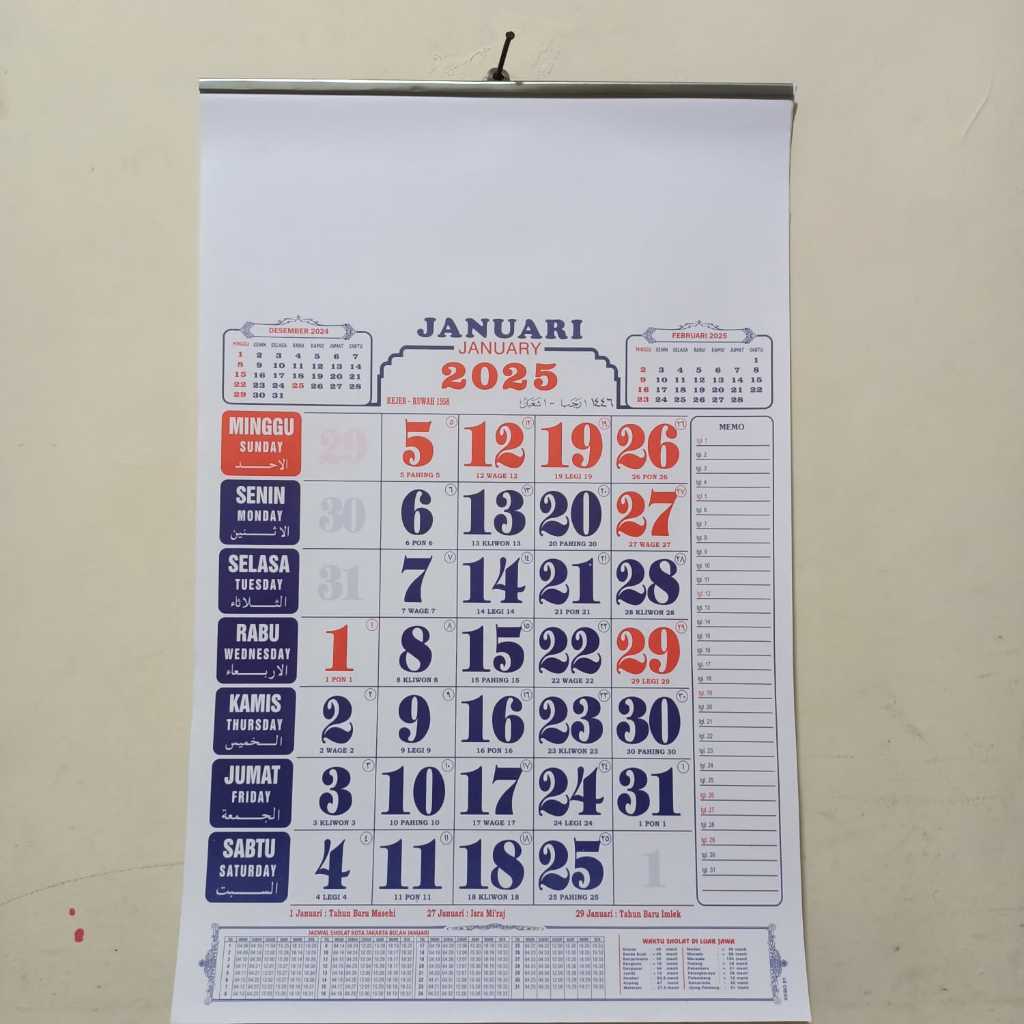 

kalender kerja kecil 12 lembar DS ARAB 2025
