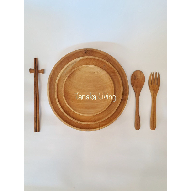 PIRING KAYU JATI / PIRING KAYU AESTHETIC / PIRING KAYU BULAT / PIRING KAYU MURAH / PIRING KAYU OVAL