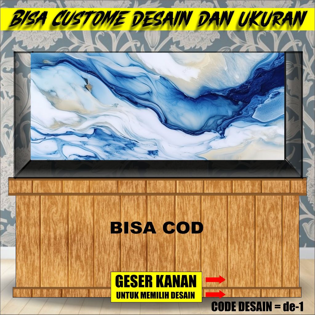 stiker setiker sticker wallpaper background aquaskep aquarium akuarium belakang tema marmer 3d de