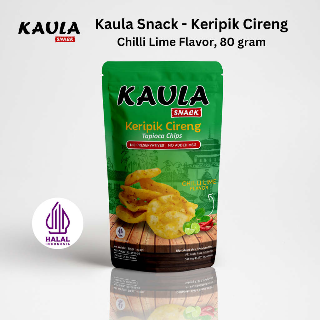 

Kaula Snack Keripik Cireng Tapioca Chips Chilli Lime, 80 gram