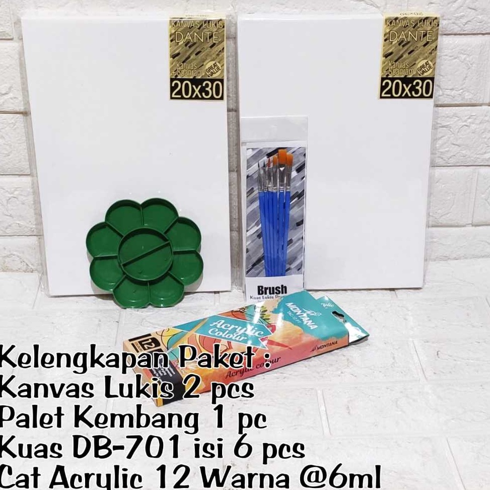 

Borong Untung Paket Melukis Lengkap 2 Kanvas Lukis Cat Acrylic 12 warna Palet dan Kuas