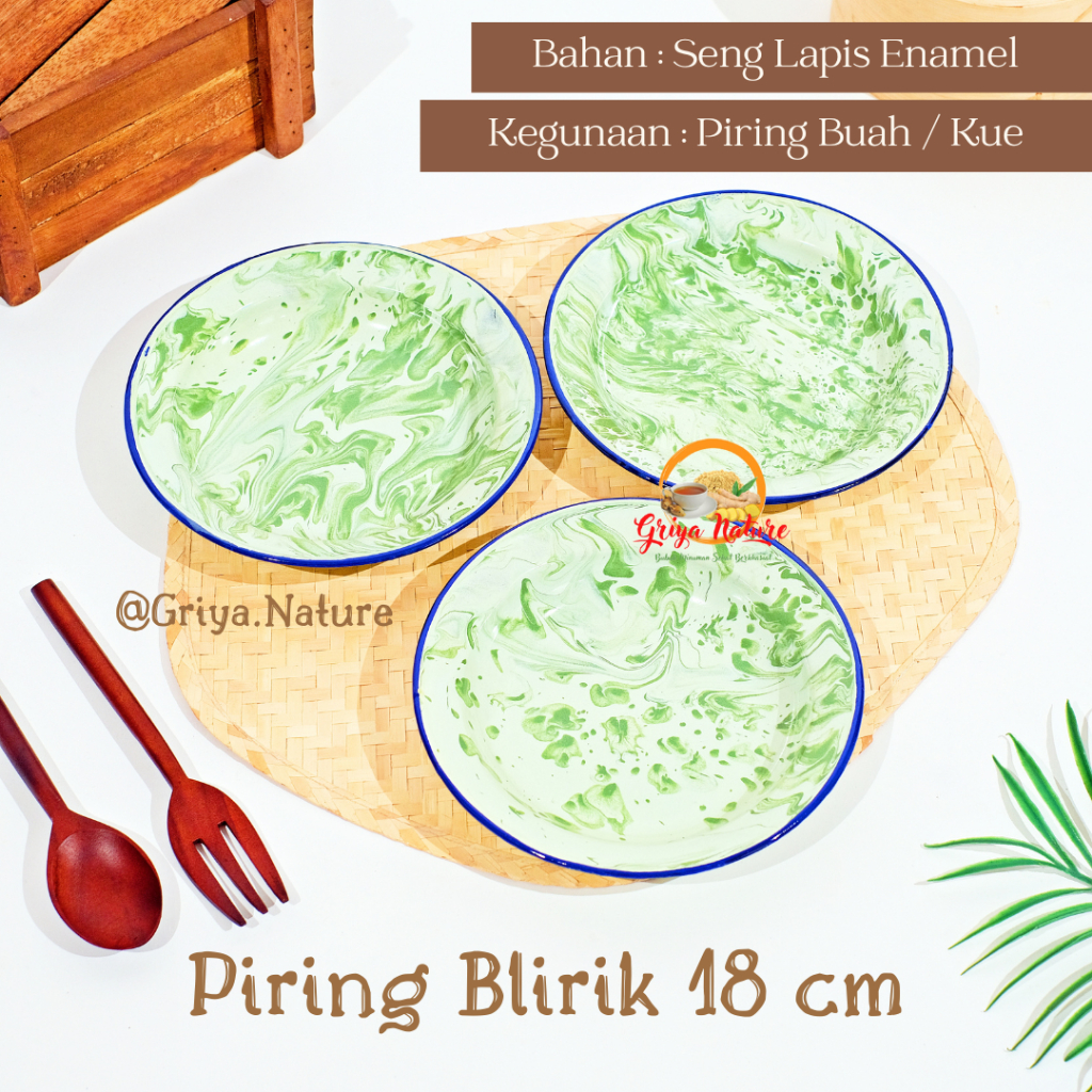 GRIYA NATURE [COD] Piring Blirik 18cm | Piring Jadul Piring Seng Kecil Jaman Dulu | Piring Enamel Te