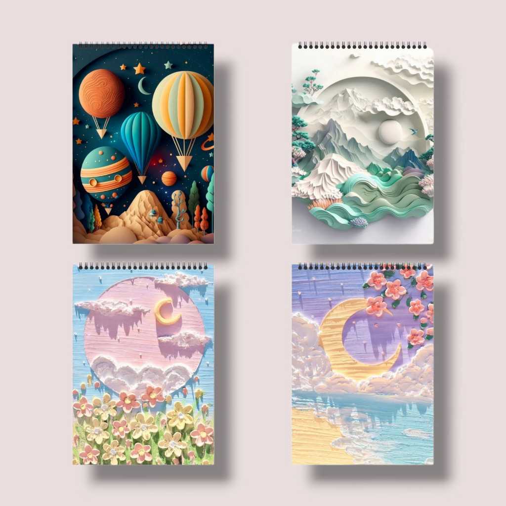 

[ spiral atas ] Sketch book a5 - Buku gambar - Sketchbook Aesthetic - bahan hvs ,bok paper dan brown paper