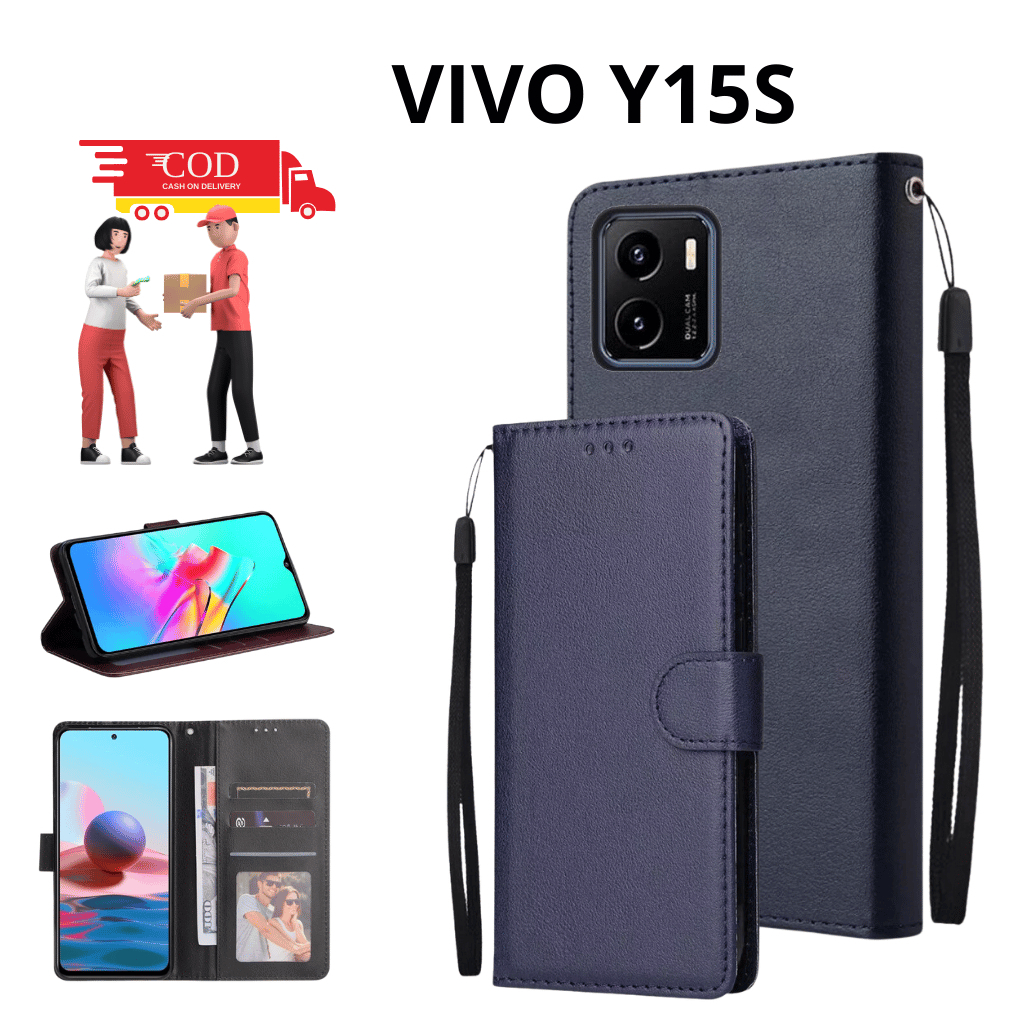 CASE VIVO Y15S FLIP COVER LEATHER CASE FLIP CASE WALLET CASING DOMPET CASING HP SILIKON