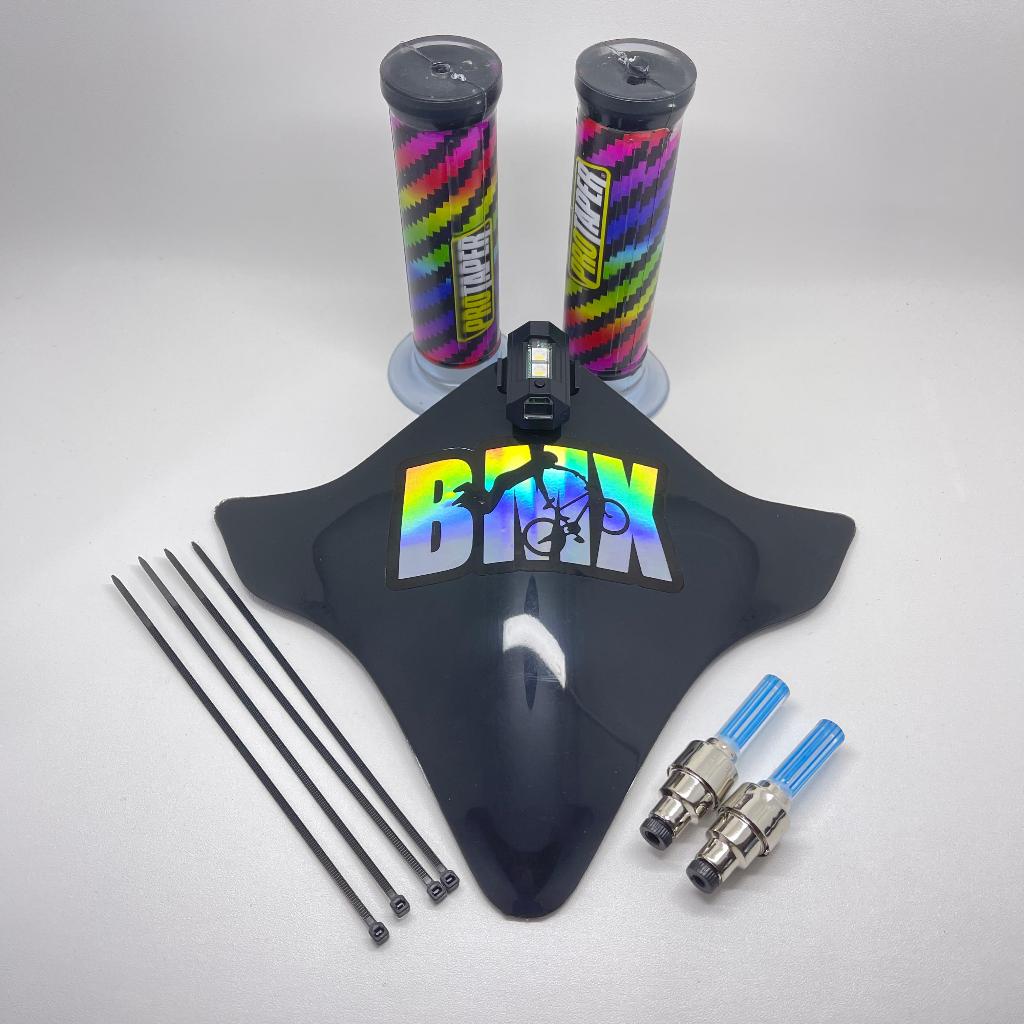 PAKET KOMPLIT VISOR SEPEDA BMX + STIKER HOLOGRAM BMX + LAMPU TEMPEL + LAMPU TUTUP PENTIL NYALA +