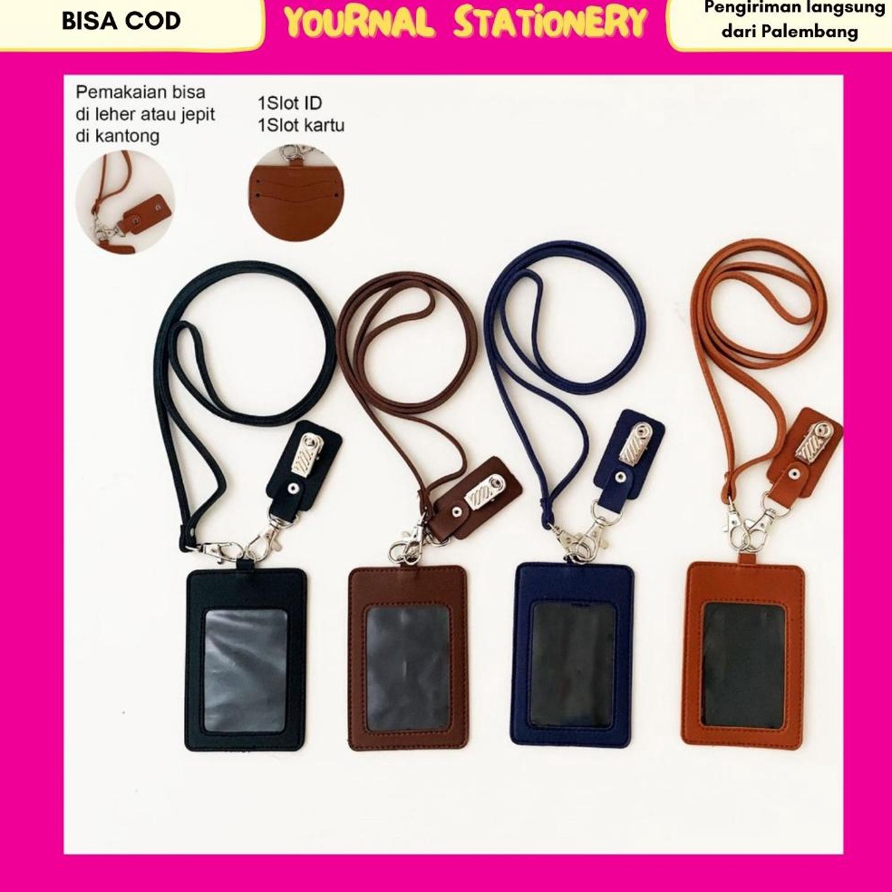 

Top Arrival Lanyard ID Flashee Card Holder Kulit Termasuk Tali Dan Penjepit Name Tag Kulit Flashee Custom Nama Logo Perusahaan