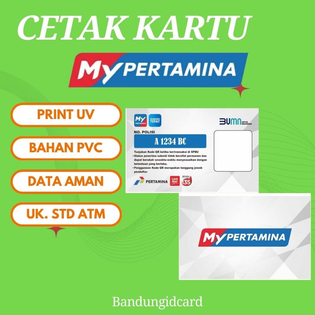 

Cetak Kartu My Pertamina / ID Card My Pertamina Costum Foto Bahan Tebal PVC