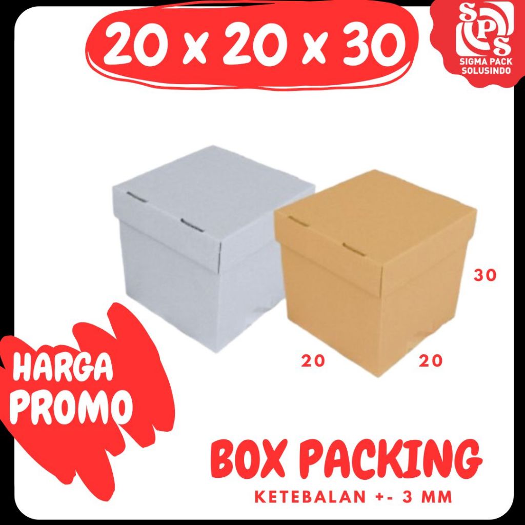 

Box Kado 20x20x30 / 20x20x20 / 20x20x10 (Set Top/Bot Heebe) Kardus Packing/Karton/Paking/Polos/Hampers/Boneka/Buah/Puding/Tart