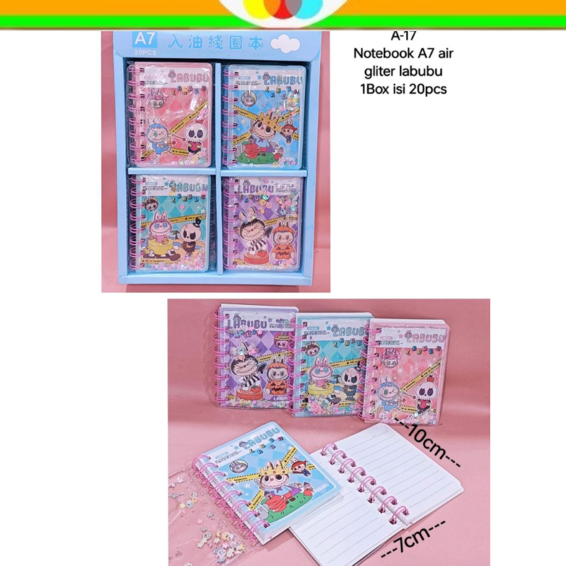 

NOTEBOOK BINDER A7 AIR GLITTER LABUBU | POCKET MEMO | MINI BINDER LABUBU | RABUBU | LABUBU | BUKU AIR | MINI NOTES | BUKU A7|SKM