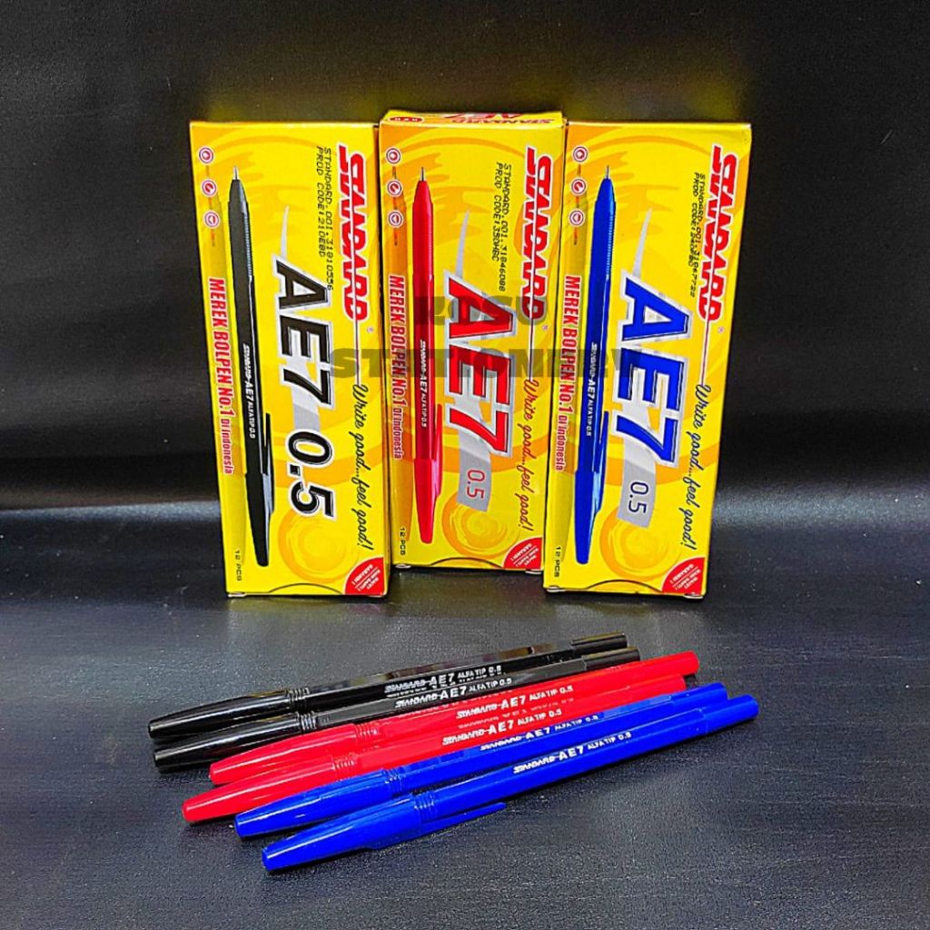 

BOLPEN / BALLPOINT / PULPEN / POLPEN STANDARD AE7 HITAM/MERAH/BIRU