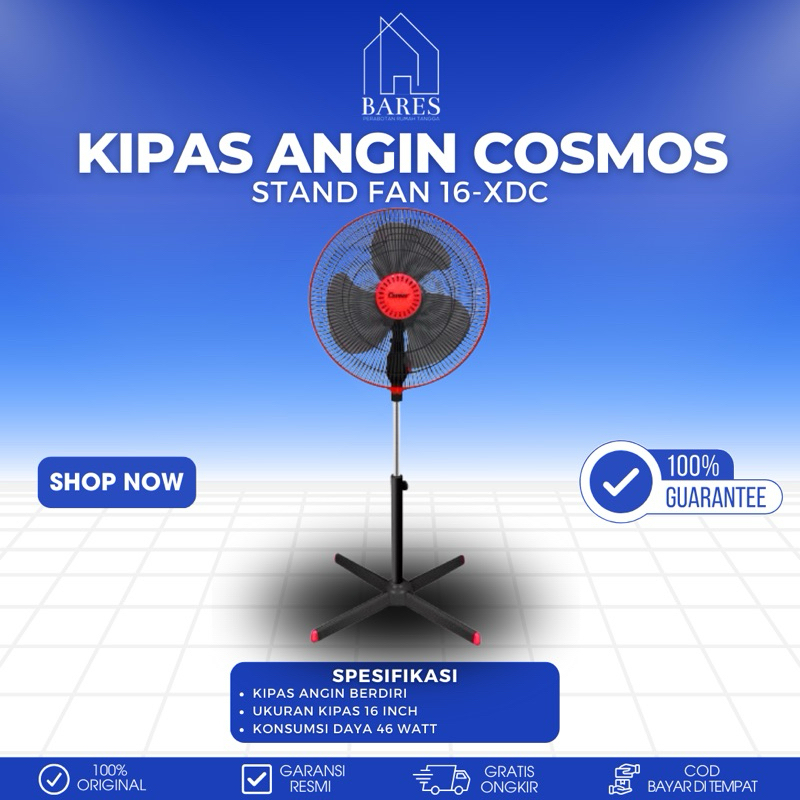 COSMOS 16-XDC Kipas Angin Tumpu Stand Fan Kipas Angin Berdiri 16 Inch