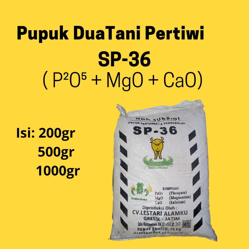 Pupuk SP-36 (Kemasan ulang) 200gr, 500gr dan 1Kg
