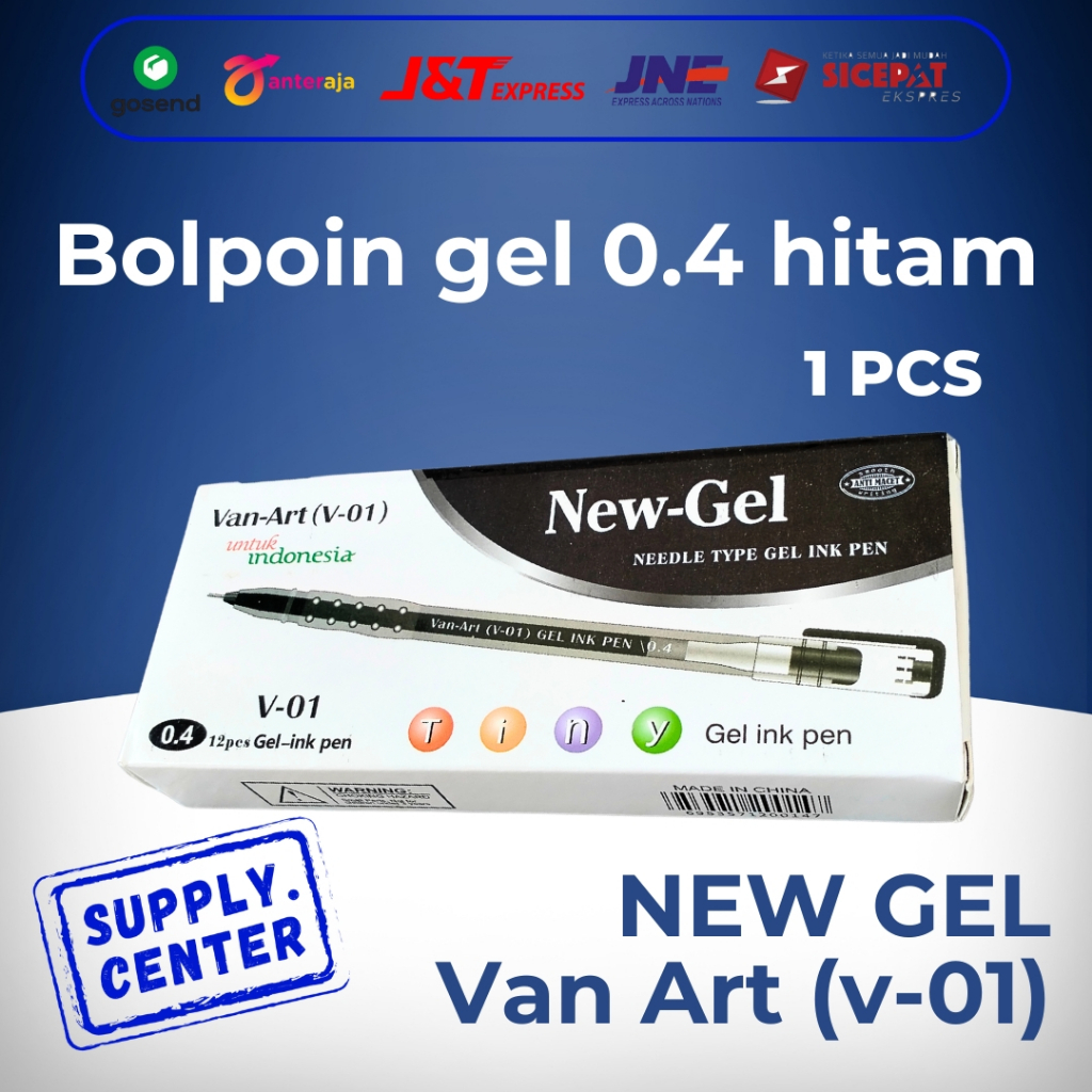 

1 pcs Bolpoin gel 0.4 hitam Bolpoin hitam. Pulpen gel. Pulpen hitam. Bolpoin New-gel