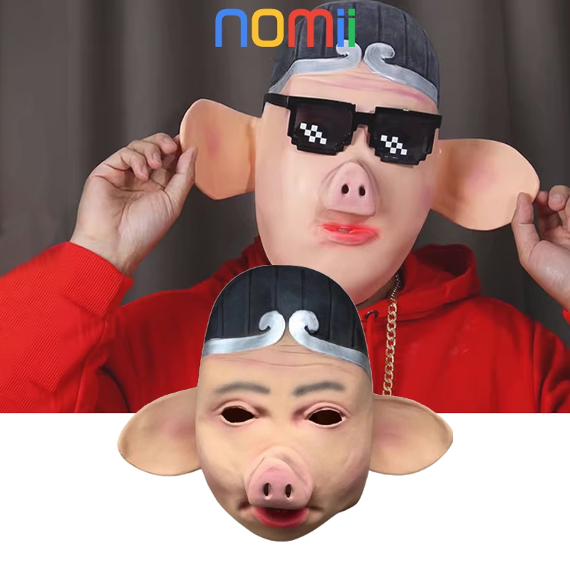 Topeng Babi Patkai Sungukong Pig Mask Fullhead Latex Halloween