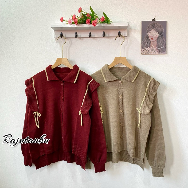 Aliyah sweater atasan motif pita renda