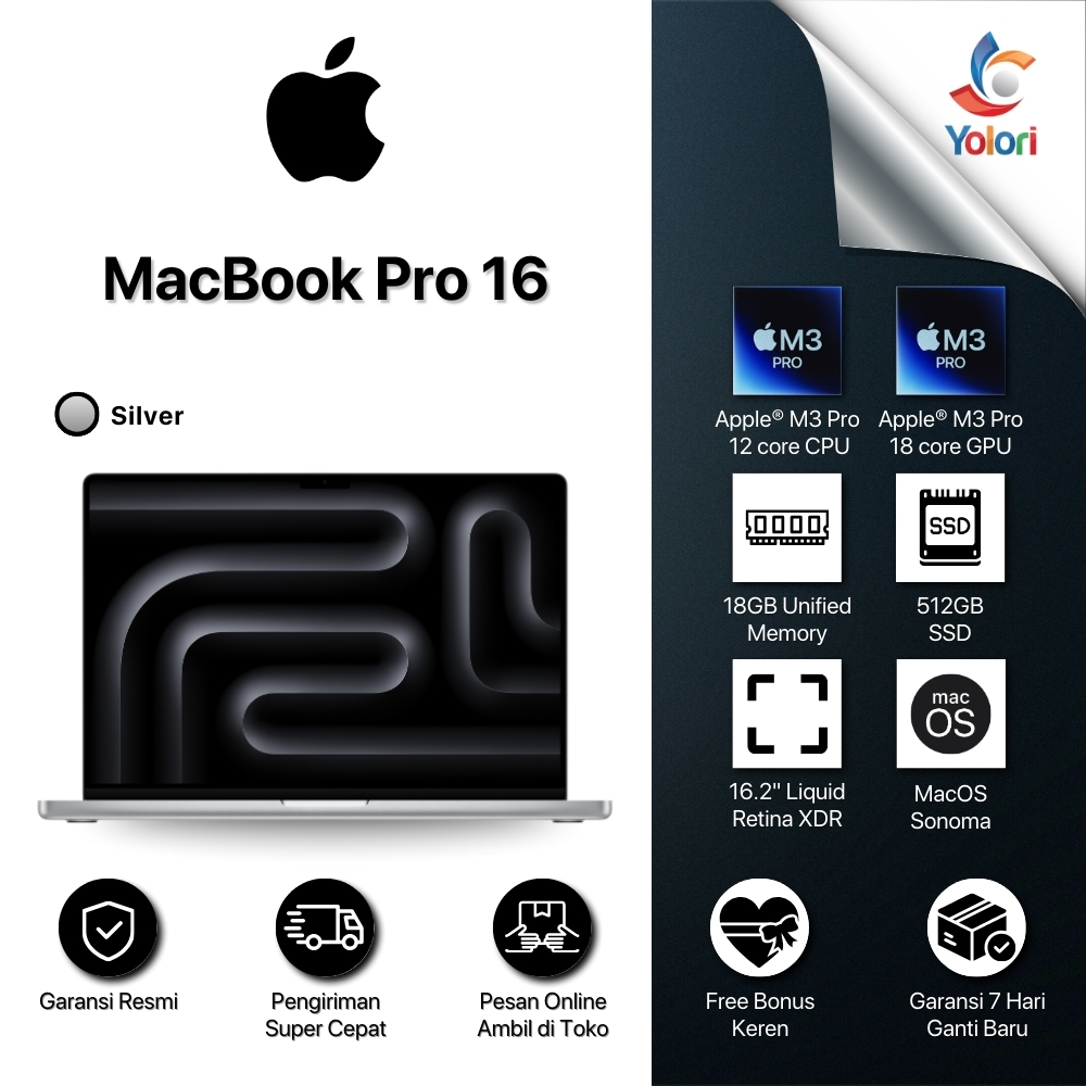 Apple 16-inch MacBook Pro M3 Pro chip with 12-core CPU and 18-core GPU 18GB 512GB SSD Mac OS