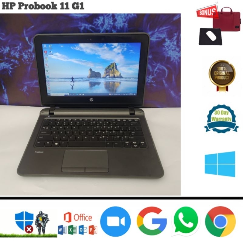 Laptop Hp Probook 11 G1 Ram 8 HDD 500 Core i3 Gen 5 Win 10 Free Tas & Mouse Siap Pakai