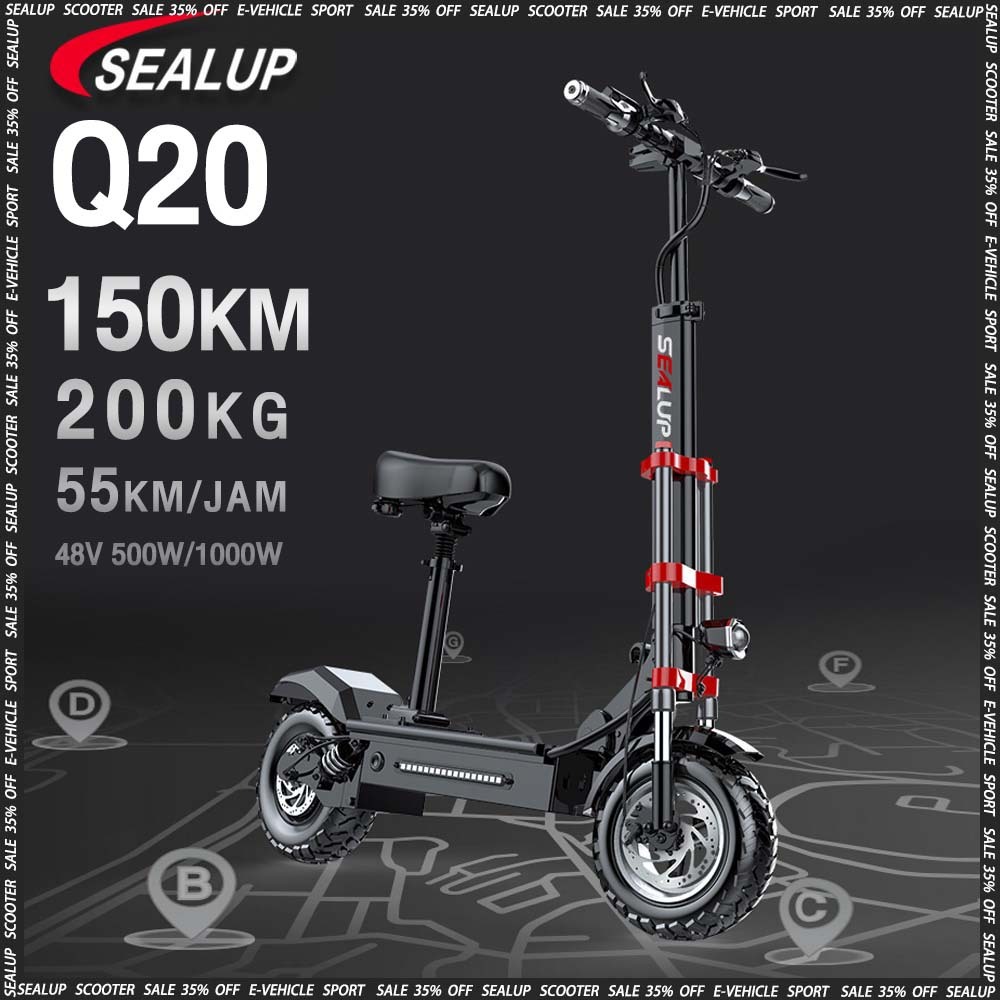 terbaru 2024 Electric Scooters SEALUP Q20 dewasa 48V Sepeda Listrik 12inch ban tubeless 500W 1000W s