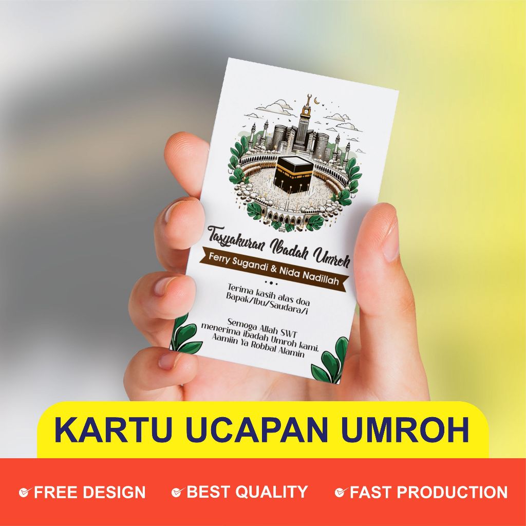 Kartu Ucapan Tasyakuran Umroh Premium - Kartu Souvenir Umroh Custom 001