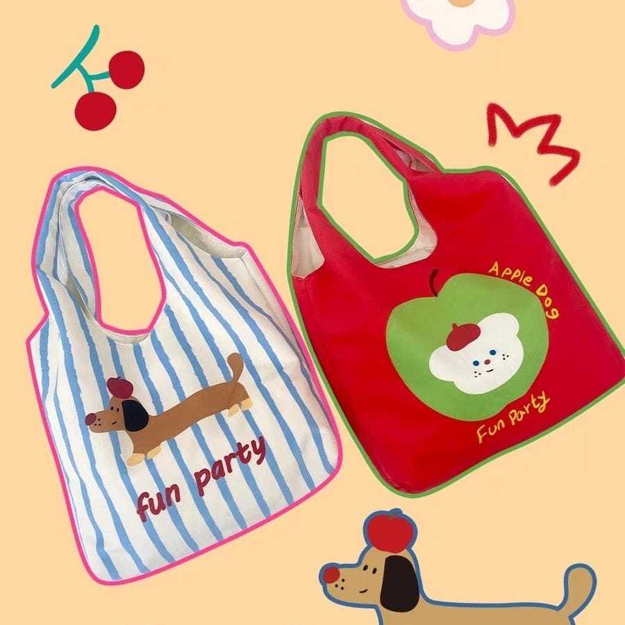 Tote bag tas kanvas dengan gambar gambar lucu korean style