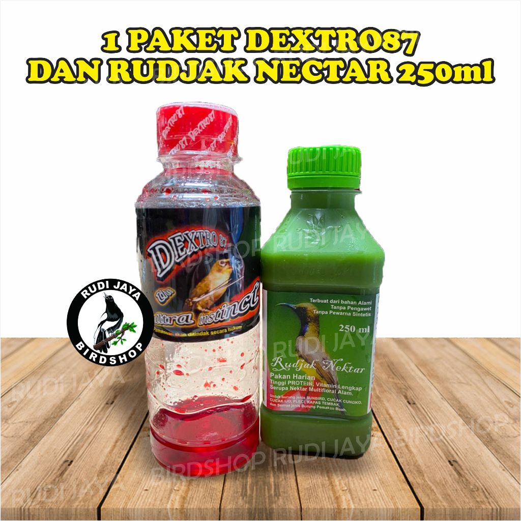 1 PAKET DEXTRO87 DAN RUDJAK NECTAR RN7 GOLD VITAMIN PAKAN MAKANAN BURUNG KONIN SOGON PLECI