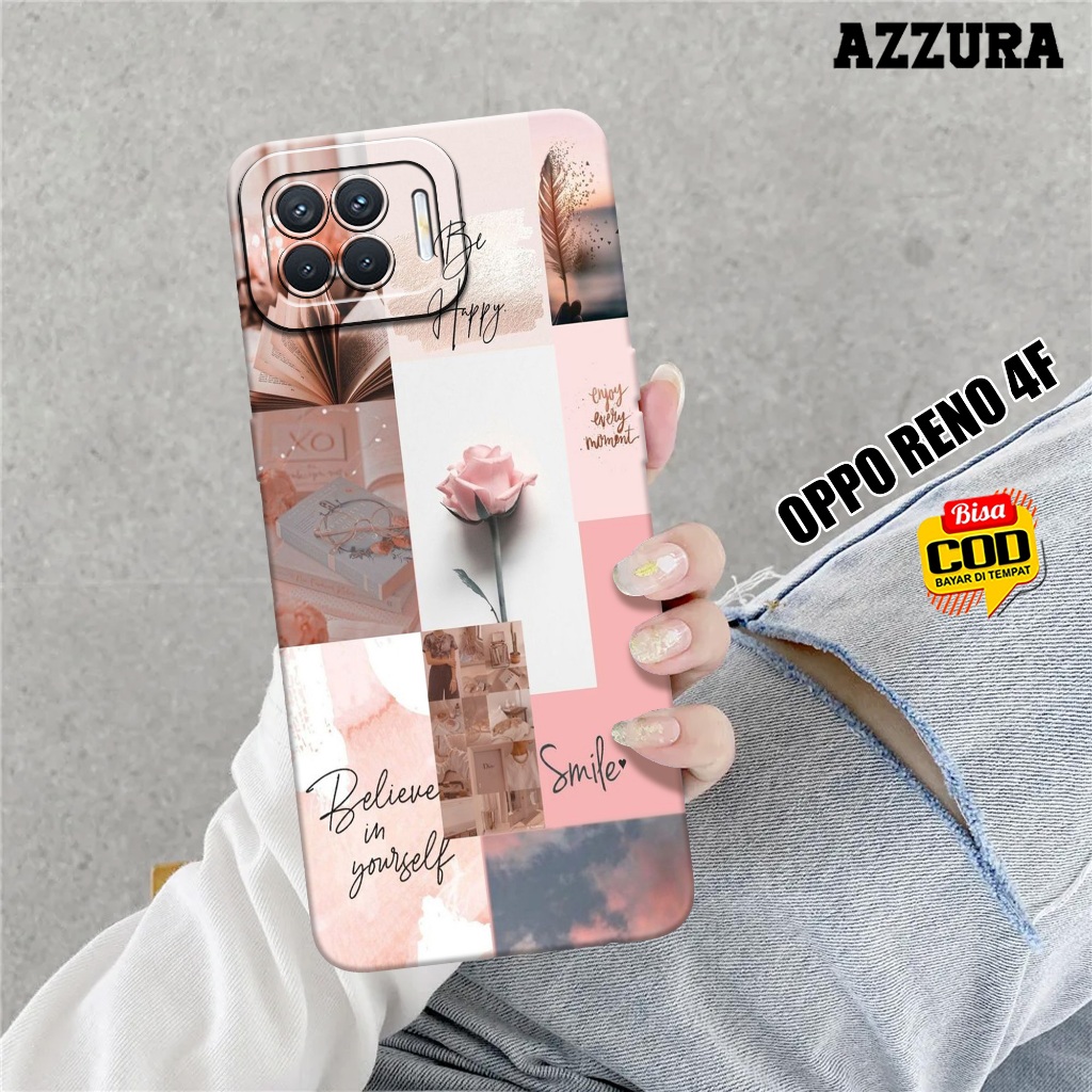 AZZURA - Case Oppo Reno 4F - Fashion Case Bunga - Softcase Oppo Reno 4F - Casing Hp Oppo Reno 4F - K
