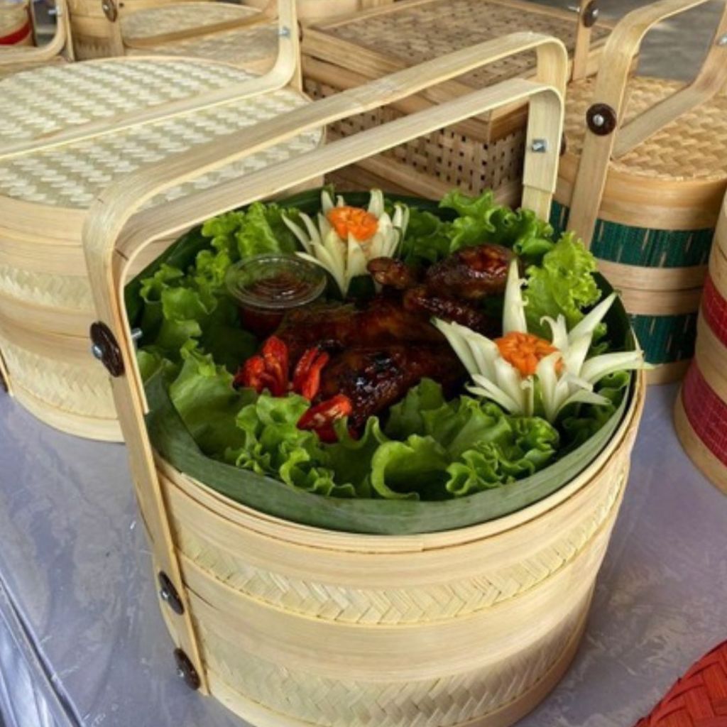 Sangbamboo Rantang/Tenong/Keranjang Bambu Bulat Diameter 25 Cm 1 & 2 Susun Untuk Besek Hampers