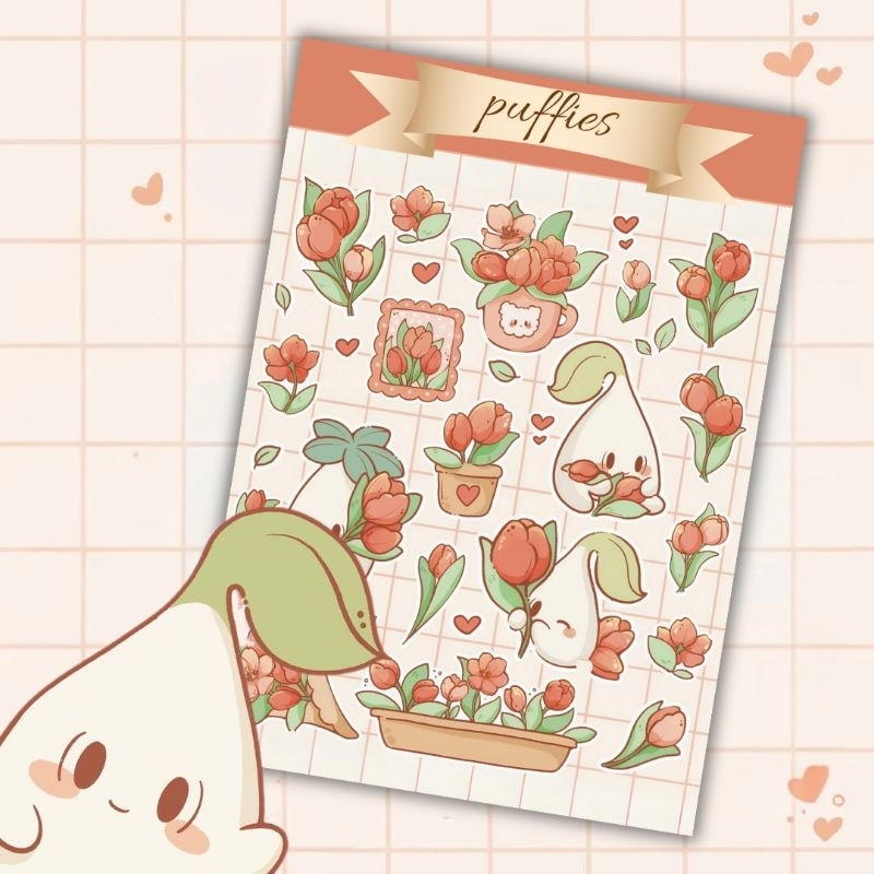 

puffies sticker sheet | waterproof | aesthetic sticker | sticker sheet pack | planner sticker