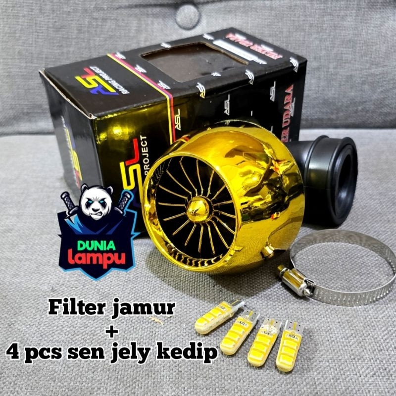 paket 4 sen jelly kedip + Filter Udara Motor Model Jamur Universal Cocok Untuk Semua Jenis Motor