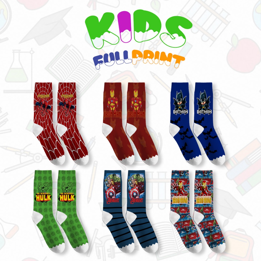 The_Elz - Kaos Kaki FullPrint Anak Karakter MARVEL