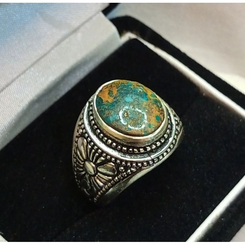 CINCIN PIRUS PERSIA GRADASI BIRU SERAT EMAS APIK